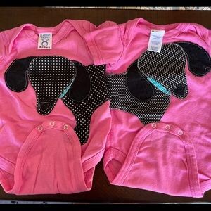 Rabbit skins  6 month dachshund onesies lot of two